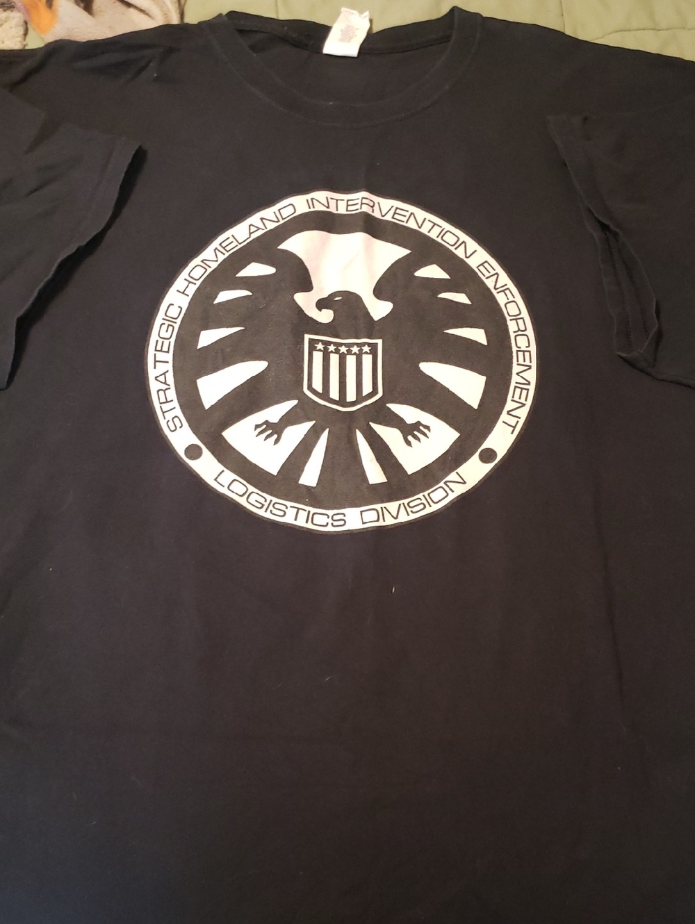 Marvel Black Short Sleeve Tee with White S.H.I.E.L.D. Emblem
